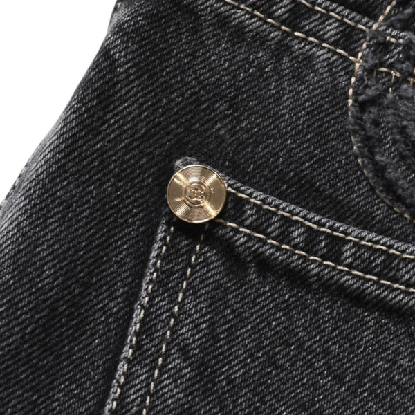 極美品 CHANEL シャネル デニムショートパンツ デニム スカート ブラック コットン100% 中古 4a003611