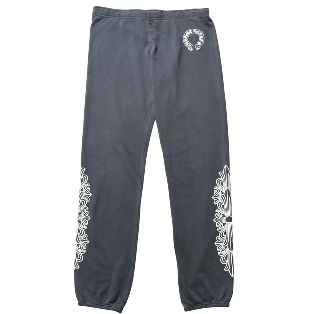 CHROME HEARTS Floral Cross Horseshoe Print Sweatpants SW Jogger Pants Charcoal S Size Good Condition Used 4a003783