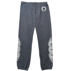 CHROME HEARTS クロムハーツ フローラルクロス ホースシュープリント スウェットパンツ SW ジョガーパンツ チャコール Sサイズ 美品 中古 4a003783