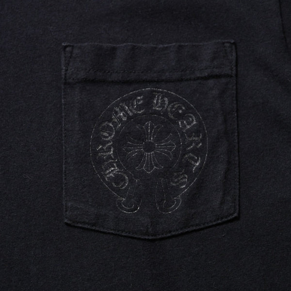 CHROME HEARTS Chrome Hearts Short Sleeve Pocket T-Shirt Gradient Logo CH Cross Logo Horseshoe Black S Size Short Sleeve T-Shirt Good Condition Used 4a003778