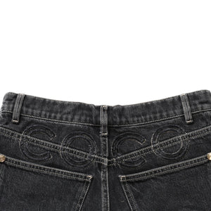 極美品 CHANEL シャネル デニムショートパンツ デニム スカート ブラック コットン100% 中古 4a003611