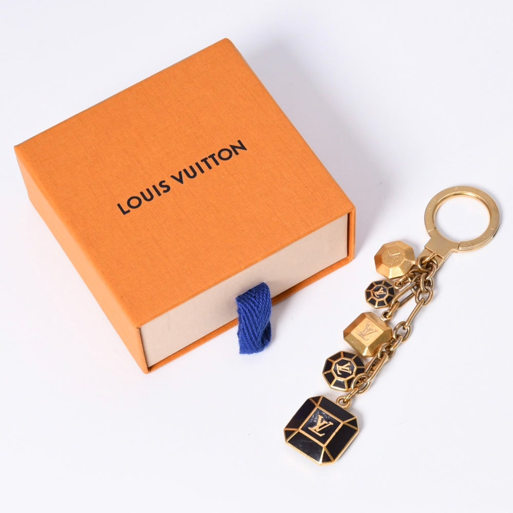 LOUIS VUITTON ルイヴィトン キーホルダー ポルトクレカボジョン M66001 アマラント キーチャーム ゴールド ブラック 美品 中古 4a003767