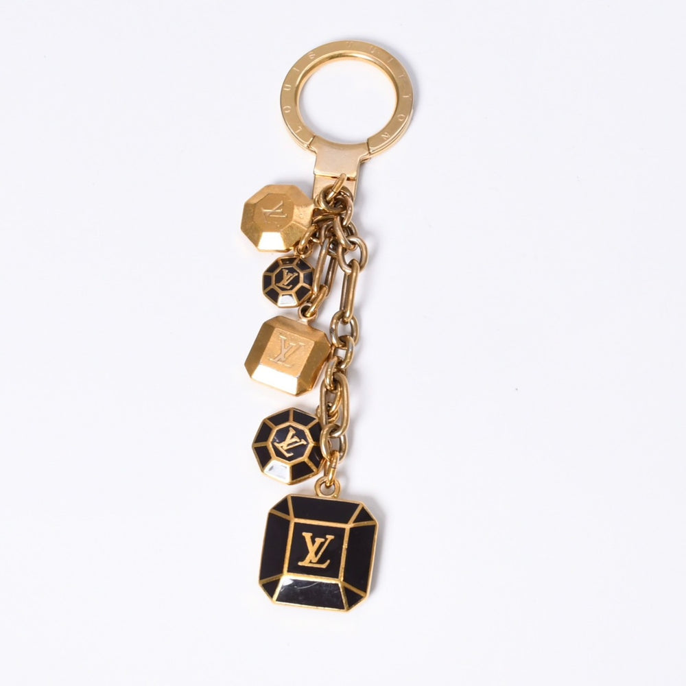 LOUIS VUITTON ルイヴィトン キーホルダー ポルトクレカボジョン M66001 アマラント キーチャーム ゴールド ブラック 美品 中古 4a003767