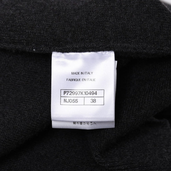 New and unused CHANEL 22AW Cashmere Knit Cardigan P72997K10494 Size 38 Here Mark Glitter Charcoal Used 4a003614