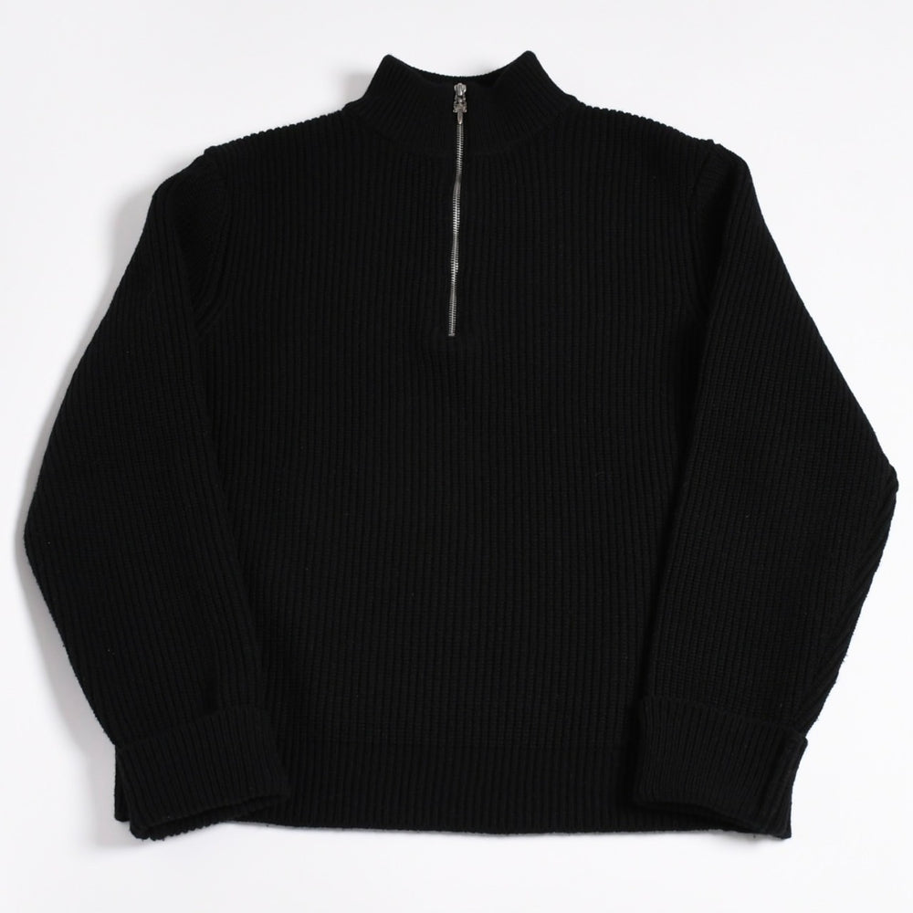 New and unused CHROME HEARTS Half Zip Knit Sweater Cashmere Silver 925 M Size Knit Lamb Leather Dagger CH Cross Patch Scroll Label Used 4a003755
