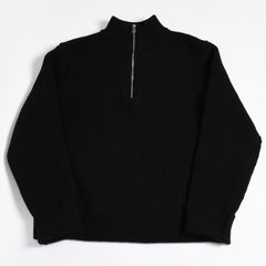 新品未使用 CHROME HEARTS クロムハーツ ハーフジップニットセーター カシミヤ シルバー925 Mサイズ ニット ラムレザー ダガー CHクロスパッチ スクロールラベル 中古 4a003755