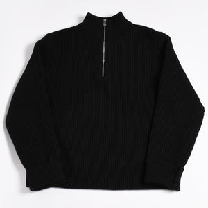新品未使用 CHROME HEARTS クロムハーツ ハーフジップニットセーター カシミヤ シルバー925 Mサイズ ニット ラムレザー ダガー CHクロスパッチ スクロールラベル 中古 4a003755