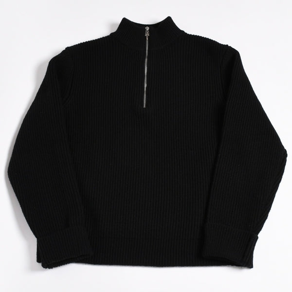 新品未使用 CHROME HEARTS クロムハーツ ハーフジップニットセーター カシミヤ シルバー925 Mサイズ ニット ラムレザー ダガー CHクロスパッチ スクロールラベル 中古 4a003755