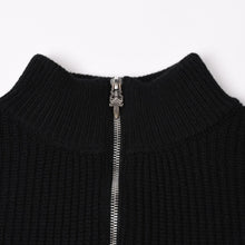 Load image into Gallery viewer, 新品未使用 CHROME HEARTS クロムハーツ ハーフジップニットセーター カシミヤ シルバー925 Mサイズ ニット ラムレザー ダガー CHクロスパッチ スクロールラベル 中古 4a003755