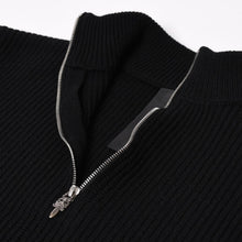 Load image into Gallery viewer, 新品未使用 CHROME HEARTS クロムハーツ ハーフジップニットセーター カシミヤ シルバー925 Mサイズ ニット ラムレザー ダガー CHクロスパッチ スクロールラベル 中古 4a003755