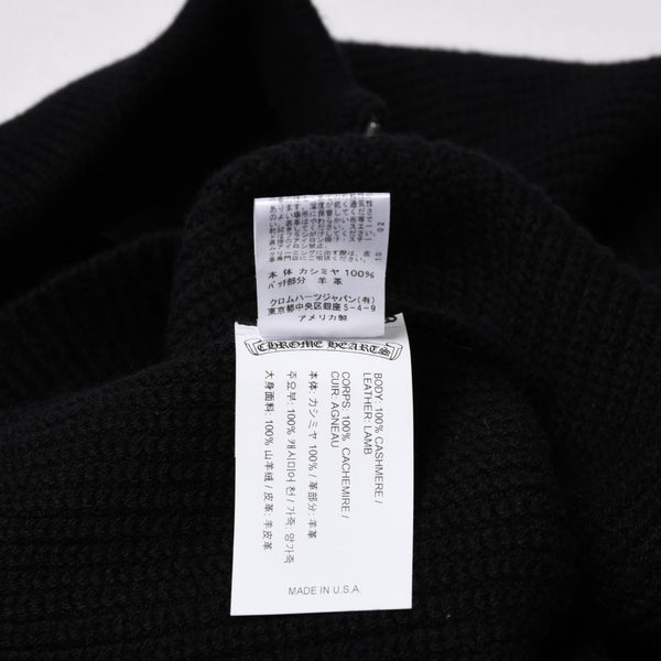 新品未使用 CHROME HEARTS クロムハーツ ハーフジップニットセーター カシミヤ シルバー925 Mサイズ ニット ラムレザー ダガー CHクロスパッチ スクロールラベル 中古 4a003755