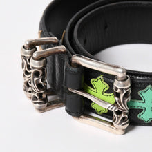 Load image into Gallery viewer, 極美品 CHROME HEARTS クロムハーツ シルバー 3PC ローラー ベルト ブラック マルチカラー サイズ34 レザー 中古 4a003758
