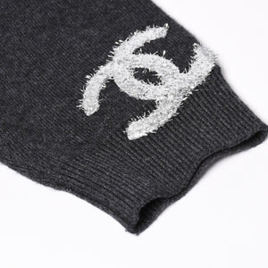 New and unused CHANEL 22AW Cashmere Knit Cardigan P72997K10494 Size 38 Here Mark Glitter Charcoal Used 4a003614
