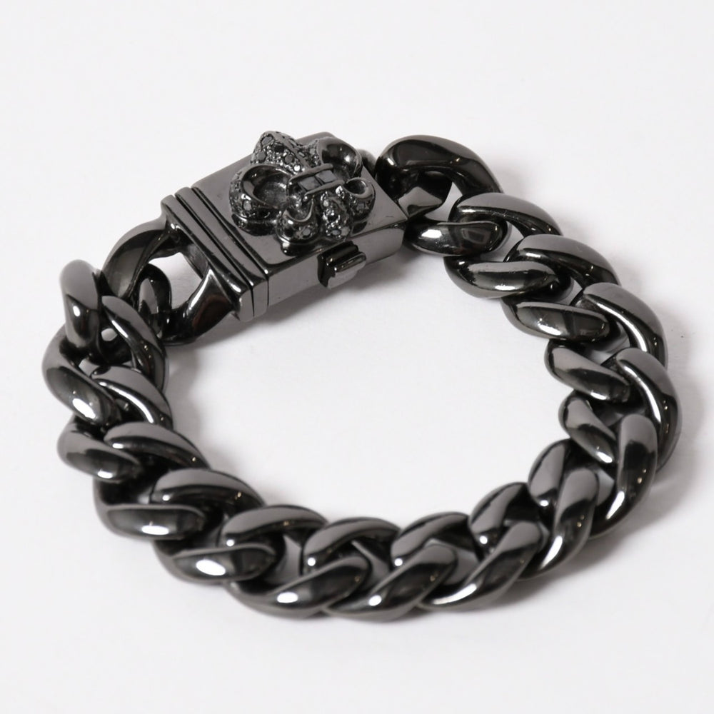 CHROME HEARTS クロムハーツ BSフレア ブラックロジウム ブラックダイヤ IDブレスレット 重量80.69g 全長18cm 2005/.925刻印 美品 中古 4a003753