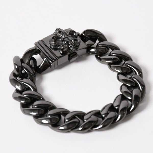 CHROME HEARTS クロムハーツ BSフレア ブラックロジウム ブラックダイヤ IDブレスレット 重量80.69g 全長18cm 2005/.925刻印 美品 中古 4a003753