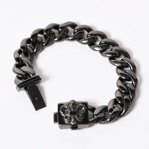 CHROME HEARTS クロムハーツ BSフレア ブラックロジウム ブラックダイヤ IDブレスレット 重量80.69g 全長18cm 2005/.925刻印 美品 中古 4a003753