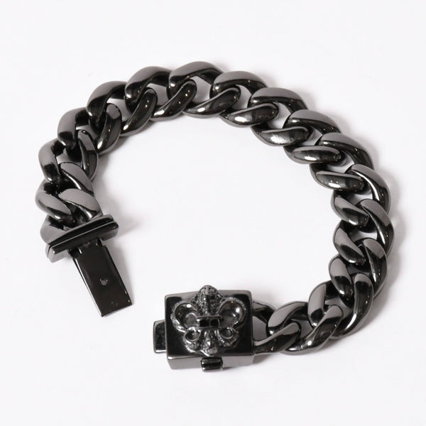 CHROME HEARTS クロムハーツ BSフレア ブラックロジウム ブラックダイヤ IDブレスレット 重量80.69g 全長18cm 2005/.925刻印 美品 中古 4a003753