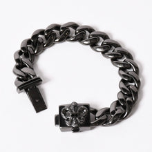 画像をギャラリービューアに読み込む, CHROME HEARTS クロムハーツ BSフレア ブラックロジウム ブラックダイヤ IDブレスレット 重量80.69g 全長18cm 2005/.925刻印 美品 中古 4a003753