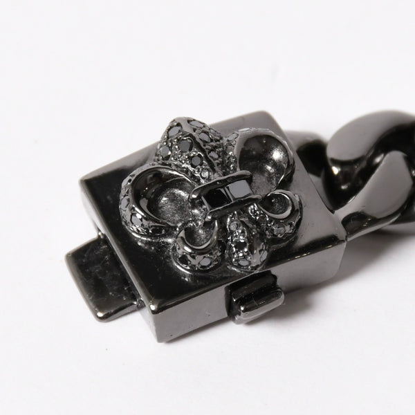 CHROME HEARTS クロムハーツ BSフレア ブラックロジウム ブラックダイヤ IDブレスレット 重量80.69g 全長18cm 2005/.925刻印 美品 中古 4a003753