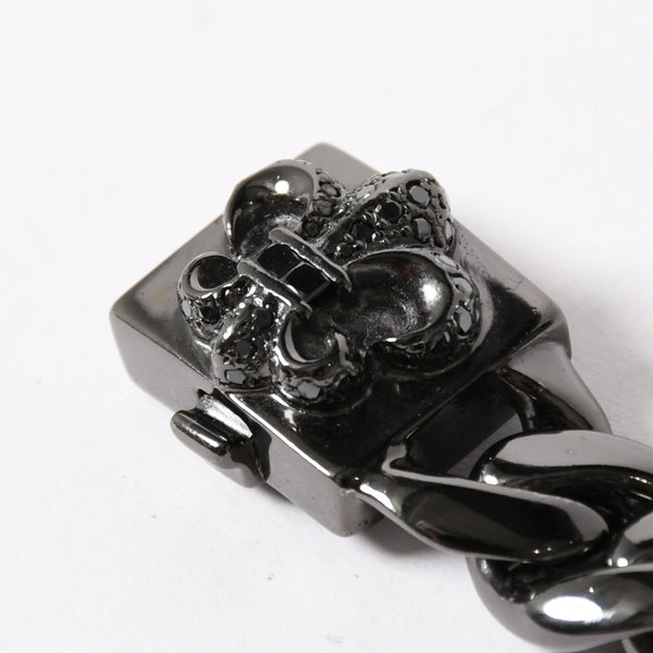 CHROME HEARTS クロムハーツ BSフレア ブラックロジウム ブラックダイヤ IDブレスレット 重量80.69g 全長18cm 2005/.925刻印 美品 中古 4a003753