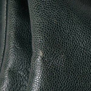 CHANEL Triple Coco Caviar Skin Drawstring Shoulder Bag Bucket Bag Dark Green Coco Mark Gold Hardware Good Condition Used 4a003715