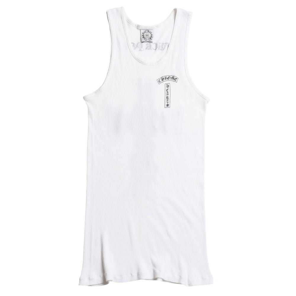 CHROME HEARTS クロムハーツ タンクトップ オールドクロム ホワイト ケルティッククロス スクロールラベル サイズ S 美品 中古 4a003629