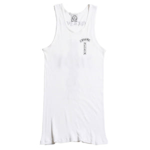 CHROME HEARTS Tank Top Old Chrome White Celtic Cross Scroll Label Good Condition Used 4a003629