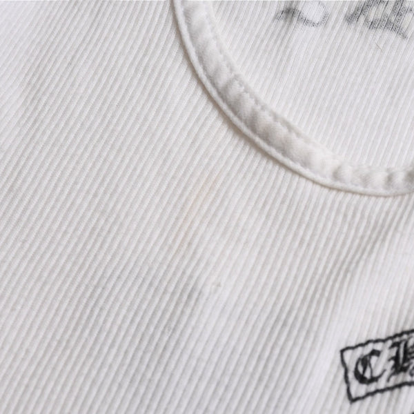 CHROME HEARTS Tank Top Old Chrome White Celtic Cross Scroll Label Good Condition Used 4a003629