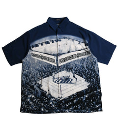 Very Good Condition ROCAWEAR BOXING Boxing Ring Pattern Blue White Navy All Over Pattern Shirt Short Sleeve Shirt Size XXL Used 4a002724