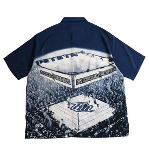 Very Good Condition ROCAWEAR BOXING Boxing Ring Pattern Blue White Navy All Over Pattern Shirt Short Sleeve Shirt Size XXL Used 4a002724