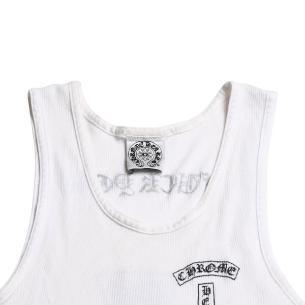 CHROME HEARTS Tank Top Old Chrome White Celtic Cross Scroll Label Good Condition Used 4a003629