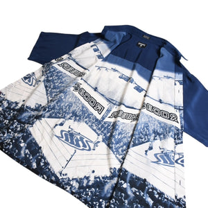 Very Good Condition ROCAWEAR BOXING Boxing Ring Pattern Blue White Navy All Over Pattern Shirt Short Sleeve Shirt Size XXL Used 4a002724