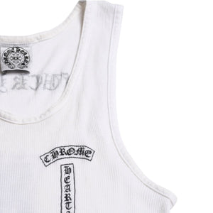 CHROME HEARTS Tank Top Old Chrome White Celtic Cross Scroll Label Good Condition Used 4a003629