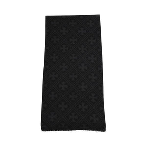 新品同様品 CHROME HEARTS クロムハーツ 未使用マフラー 総柄 CHクロス マフラー ストール ブラック グレー カシミヤ 中古 4a003609