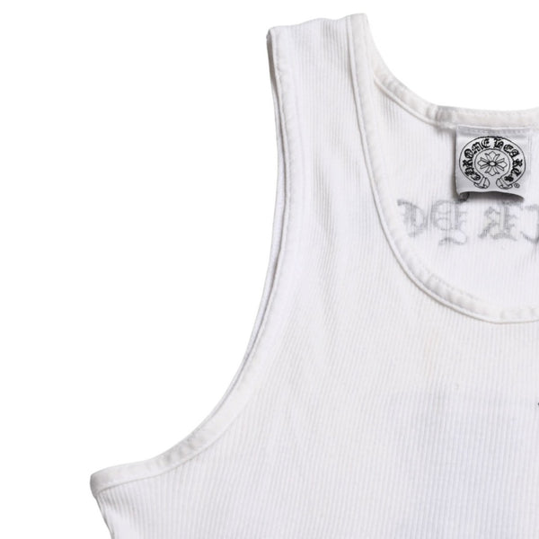 CHROME HEARTS Tank Top Old Chrome White Celtic Cross Scroll Label Good Condition Used 4a003629