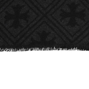 新品同様品 CHROME HEARTS クロムハーツ 未使用マフラー 総柄 CHクロス マフラー ストール ブラック グレー カシミヤ 中古 4a003609