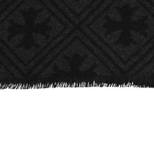 画像をギャラリービューアに読み込む, 新品同様品 CHROME HEARTS クロムハーツ 未使用マフラー 総柄 CHクロス マフラー ストール ブラック グレー カシミヤ 中古 4a003609