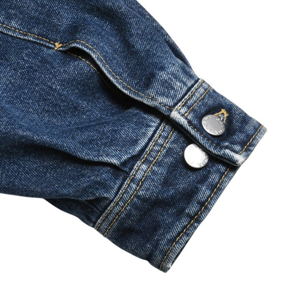 Very Good Condition PRADA Cropped Padded Denim Jacket Triangle Logo Size 36 CN160/72 A Used 4a001437