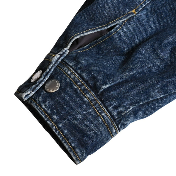 Very Good Condition PRADA Cropped Padded Denim Jacket Triangle Logo Size 36 CN160/72 A Used 4a001437