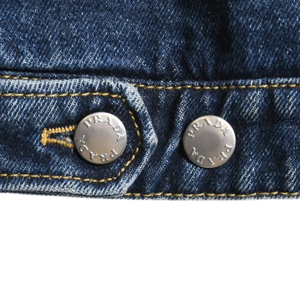 Very Good Condition PRADA Cropped Padded Denim Jacket Triangle Logo Size 36 CN160/72 A Used 4a001437