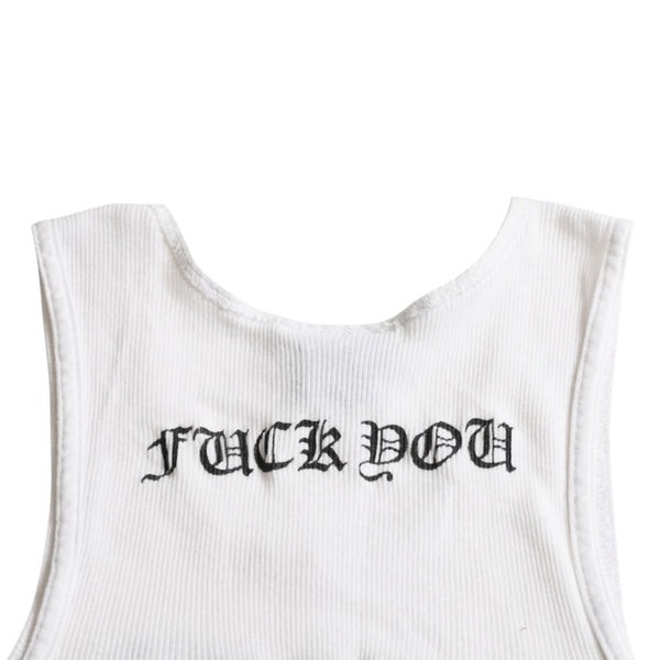 CHROME HEARTS Tank Top Old Chrome White Celtic Cross Scroll Label Good Condition Used 4a003629