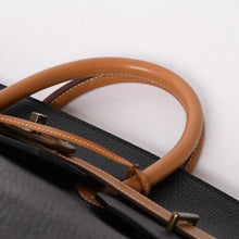 Load image into Gallery viewer, HERMES エルメス オータクロア60 ハンドバッグ ○T刻印 フィヨルド ヴォーシャモニー ブラック ナチュラル ゴールド金具 美品 中古 4a003635