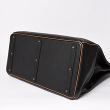 Load image into Gallery viewer, HERMES エルメス オータクロア60 ハンドバッグ ○T刻印 フィヨルド ヴォーシャモニー ブラック ナチュラル ゴールド金具 美品 中古 4a003635