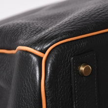 Load image into Gallery viewer, HERMES エルメス オータクロア60 ハンドバッグ ○T刻印 フィヨルド ヴォーシャモニー ブラック ナチュラル ゴールド金具 美品 中古 4a003635