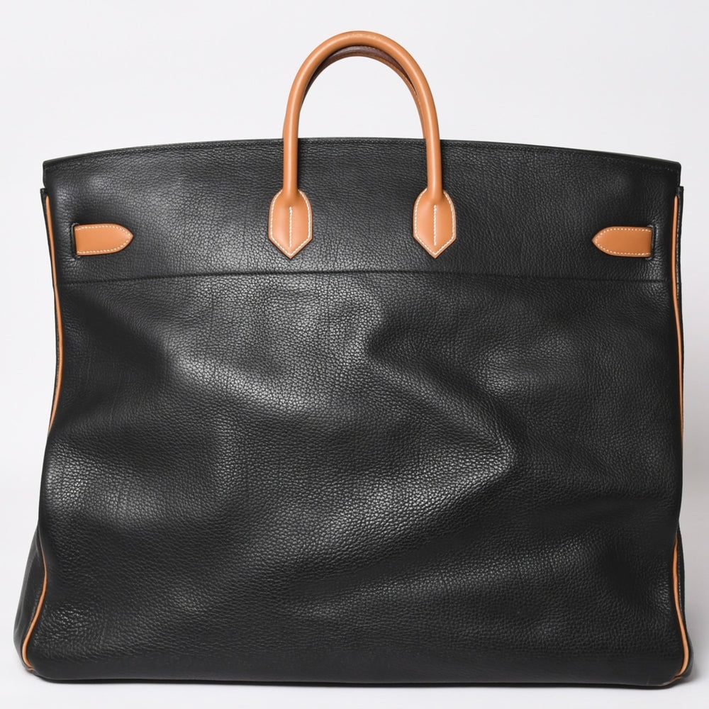 HERMES エルメス オータクロア60 ハンドバッグ ○T刻印 フィヨルド ヴォーシャモニー ブラック ナチュラル ゴールド金具 美品 中古 4a003635