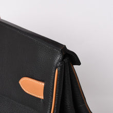 Load image into Gallery viewer, HERMES エルメス オータクロア60 ハンドバッグ ○T刻印 フィヨルド ヴォーシャモニー ブラック ナチュラル ゴールド金具 美品 中古 4a003635