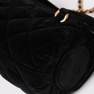 Like new CHANEL Chanel Matelasse Velvet Mini Bowling 2way Bag Mini Boston Bag Random Number Velvet Leather Black Gold Hardware Used 4a003638