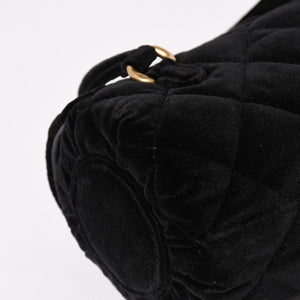 Like new CHANEL Chanel Matelasse Velvet Mini Bowling 2way Bag Mini Boston Bag Random Number Velvet Leather Black Gold Hardware Used 4a003638