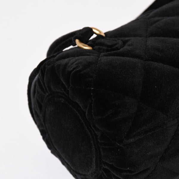 Like new CHANEL Chanel Matelasse Velvet Mini Bowling 2way Bag Mini Boston Bag Random Number Velvet Leather Black Gold Hardware Used 4a003638