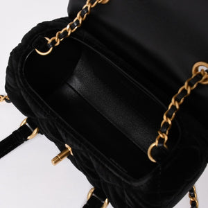 Like new CHANEL Chanel Matelasse Velvet Mini Bowling 2way Bag Mini Boston Bag Random Number Velvet Leather Black Gold Hardware Used 4a003638